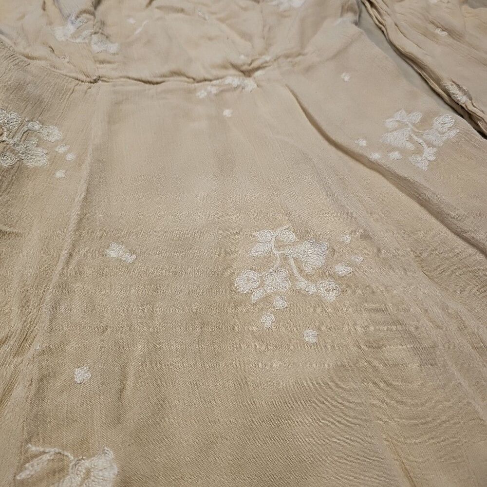 Free People Dress Size 0 Almond Jasmine Embroidered Kimono Fit Flare OB456149 - Picture 2 of 14